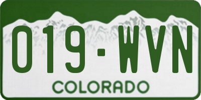 CO license plate 019WVN