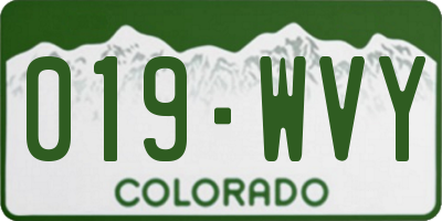 CO license plate 019WVY