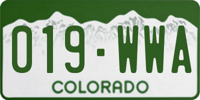 CO license plate 019WWA