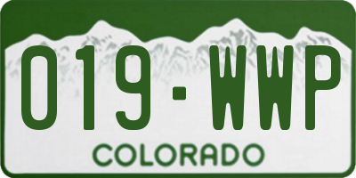 CO license plate 019WWP