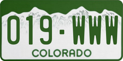 CO license plate 019WWW