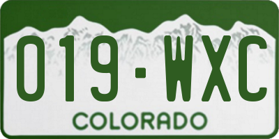 CO license plate 019WXC