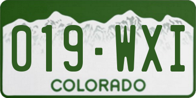 CO license plate 019WXI