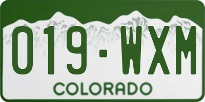 CO license plate 019WXM