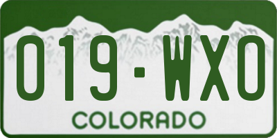 CO license plate 019WXO