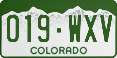 CO license plate 019WXV