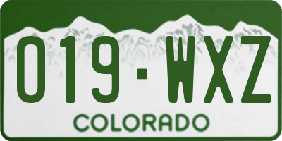 CO license plate 019WXZ