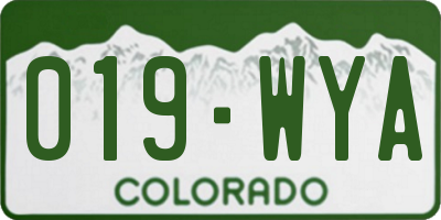 CO license plate 019WYA