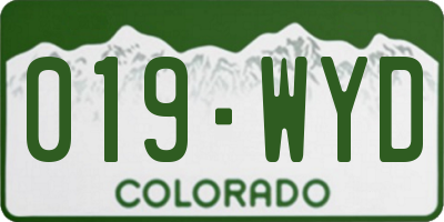 CO license plate 019WYD