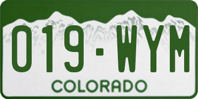 CO license plate 019WYM