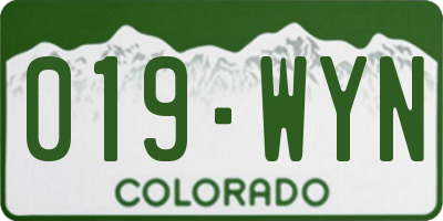 CO license plate 019WYN