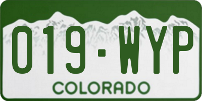 CO license plate 019WYP