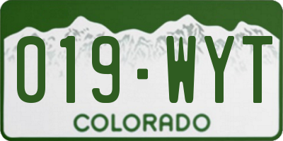 CO license plate 019WYT