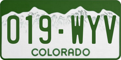 CO license plate 019WYV