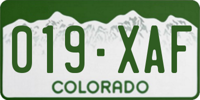 CO license plate 019XAF
