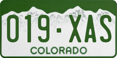 CO license plate 019XAS