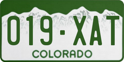 CO license plate 019XAT