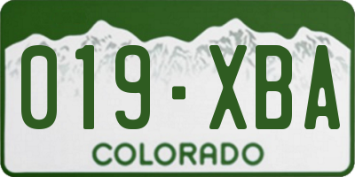 CO license plate 019XBA
