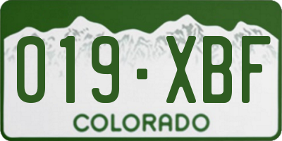 CO license plate 019XBF