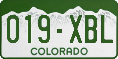 CO license plate 019XBL