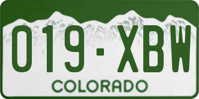 CO license plate 019XBW