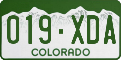 CO license plate 019XDA