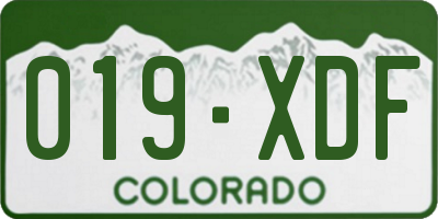 CO license plate 019XDF
