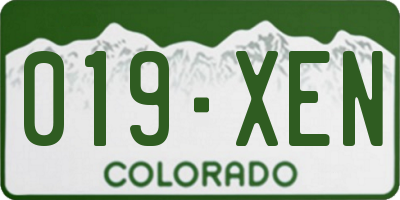 CO license plate 019XEN
