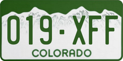 CO license plate 019XFF