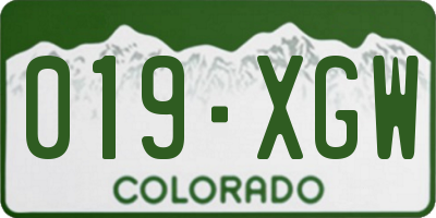 CO license plate 019XGW