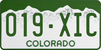 CO license plate 019XIC