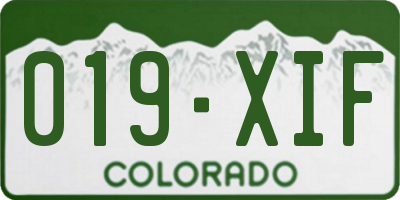 CO license plate 019XIF