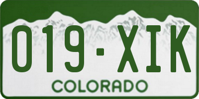 CO license plate 019XIK