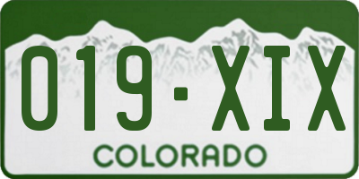 CO license plate 019XIX