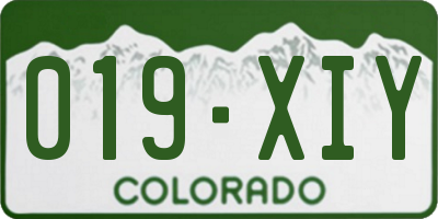 CO license plate 019XIY