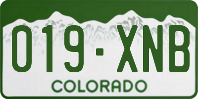 CO license plate 019XNB