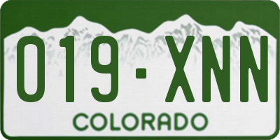CO license plate 019XNN