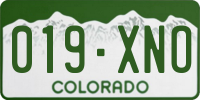 CO license plate 019XNO