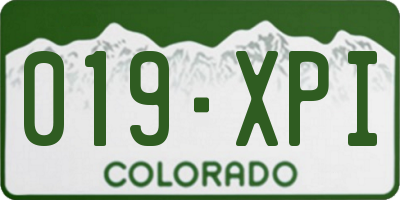 CO license plate 019XPI