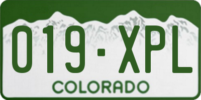 CO license plate 019XPL