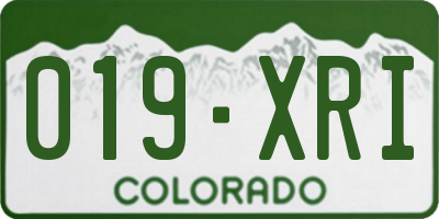 CO license plate 019XRI
