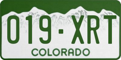CO license plate 019XRT