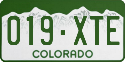 CO license plate 019XTE