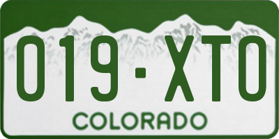CO license plate 019XTO