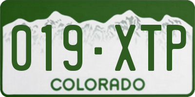 CO license plate 019XTP