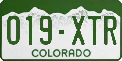 CO license plate 019XTR