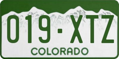 CO license plate 019XTZ