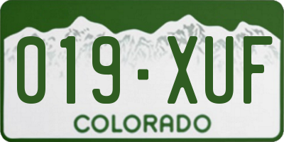 CO license plate 019XUF