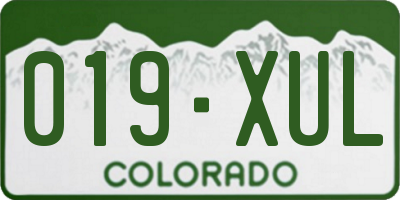 CO license plate 019XUL