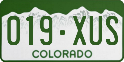 CO license plate 019XUS